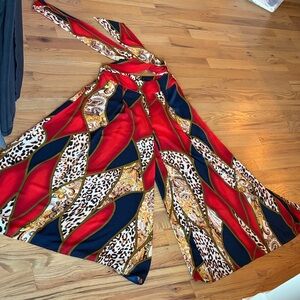 Baroque leopard Wide-Leg flowy pants